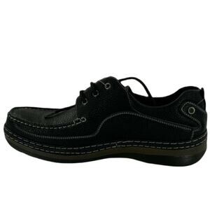 Solo Deck Shoes Men 10.5 Black Faux Leather Boat Shoes Lace Up Casual Streetwear